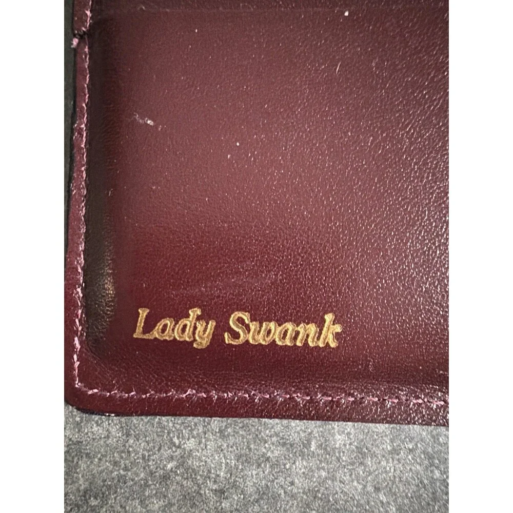 Vintage Lady Swank Burgandy Leather Checkbook Wallet Made In USA